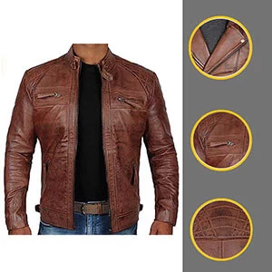 Brown Leather Distressed Motorcycle Jackets