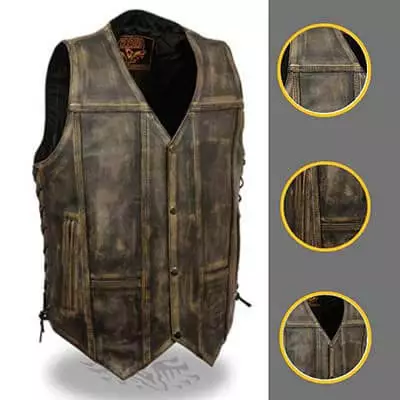 Men's Distressed Motorcycle Vests