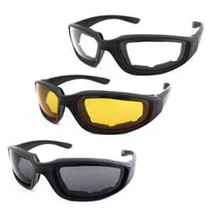 3 pair riding, sunglasses motorcycle goggles
