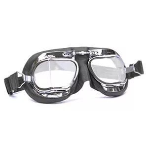 Halcyon black leather classic motorcycle compact goggles