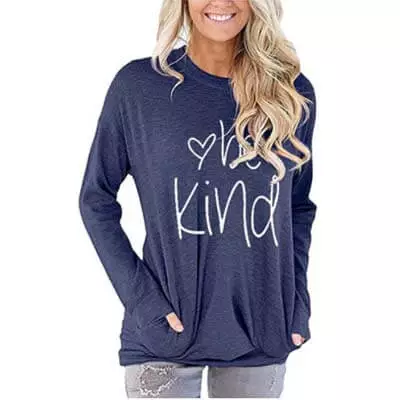 LaLaLa Casual Loose Fit Tunic Top Long Sleeve Tops To Wear With Jeans