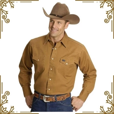 Wrangler Men's Western Long Sleeve Snap Firm Work Shirt